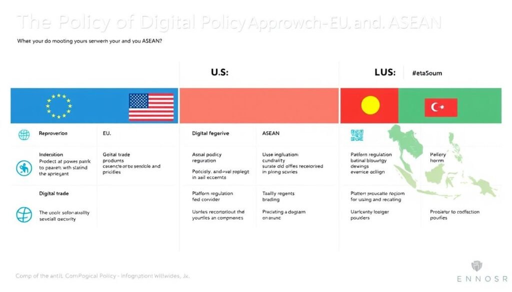 Perbandingan pendekatan kebijakan digital antara UE, AS, dan ASEAN Perbandingan pendekatan kebijakan digital antara UE, AS, dan ASEAN