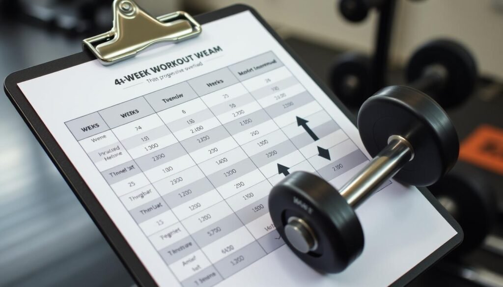 Program latihan berkala 4 minggu dengan progresi beban untuk strategi latihan optimal Program latihan berkala 4 minggu dengan progresi beban untuk strategi latihan optimal