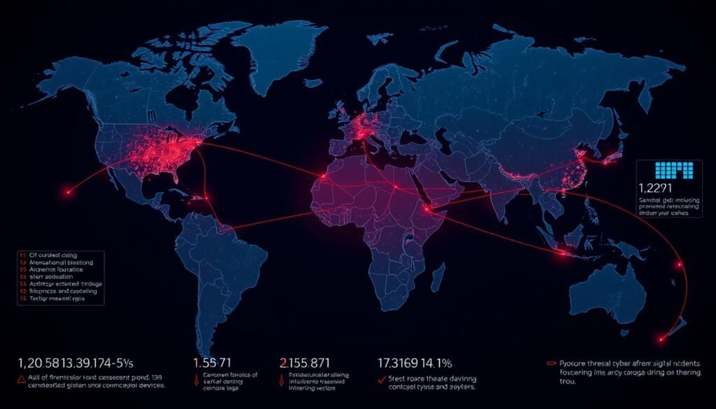 Visualisasi ancaman keamanan siber global dengan peta serangan siber real-time Visualisasi ancaman keamanan siber global dengan peta serangan siber real-time