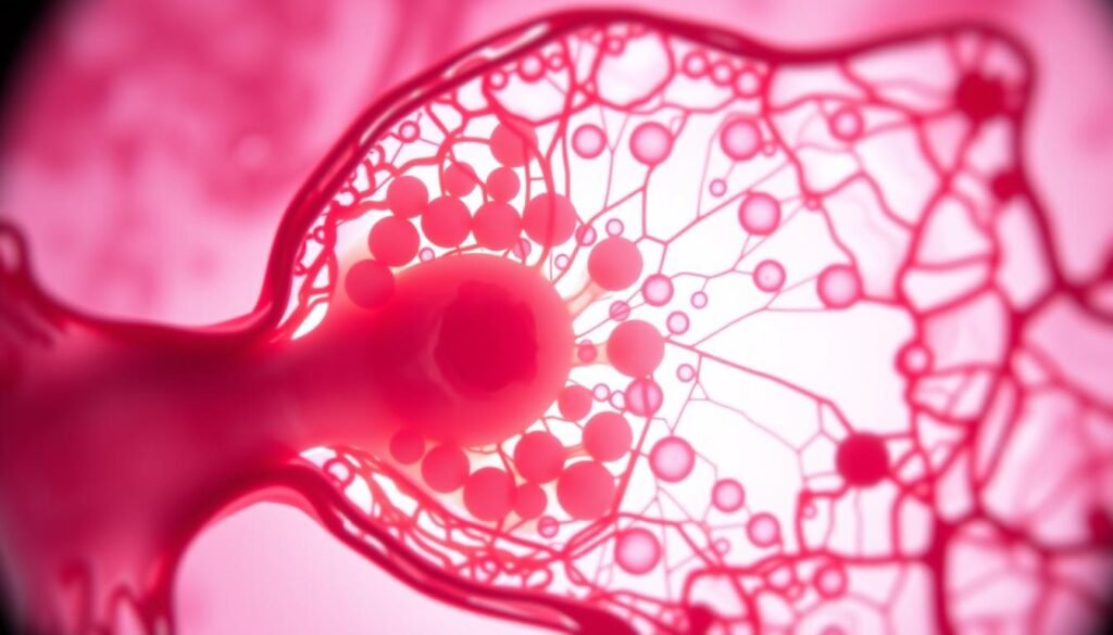 A highly detailed, scientifically accurate cross-section of a female gonad (ovary) under a powerful microscope. The image showcases the intricate inner structures and cellular components, including primary follicles, maturing oocytes, and the connective stromal tissue. The lighting is crisp and even, with a shallow depth of field to focus attention on the delicate gonadal anatomy. The perspective is slightly angled to provide depth and dimension, conveying the three-dimensional complexity of this essential reproductive organ. The overall mood is one of clinical precision and scientific inquiry, inviting the viewer to appreciate the marvels of female reproductive biology.
